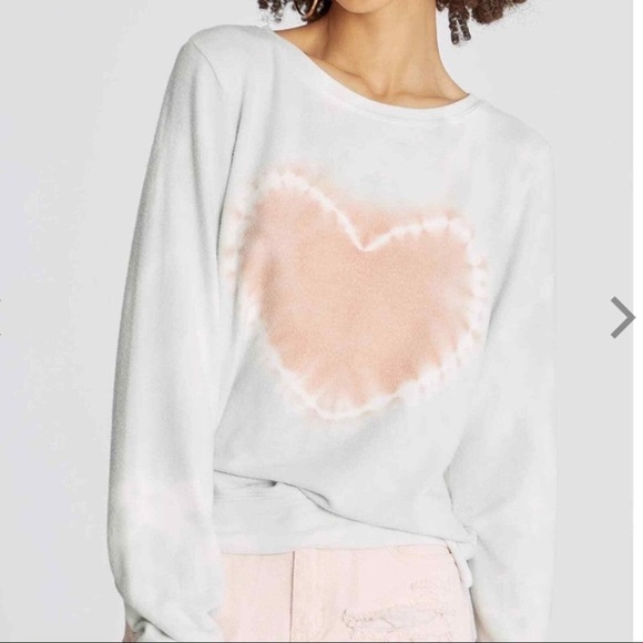 NWT Wildfox jumper heartfelt dye pull over soft heart print sweater XL - Picture 10 of 10